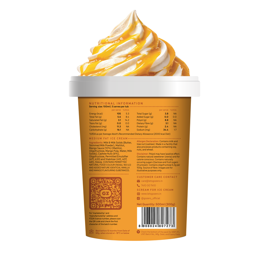 Go Zero Hawaiian Mango Sundae Guilt Free Ice cream Tub