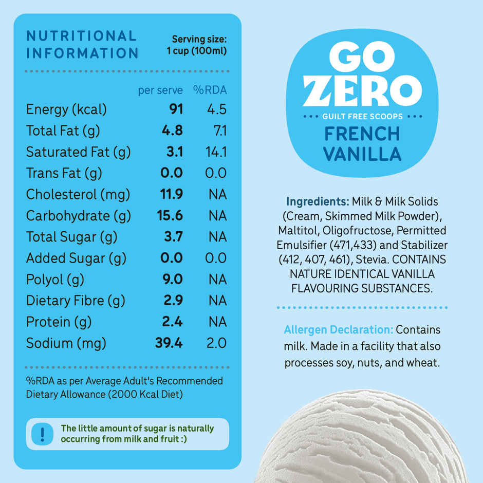 Go Zero French Vanilla Guilt Free Ice Cream Cup