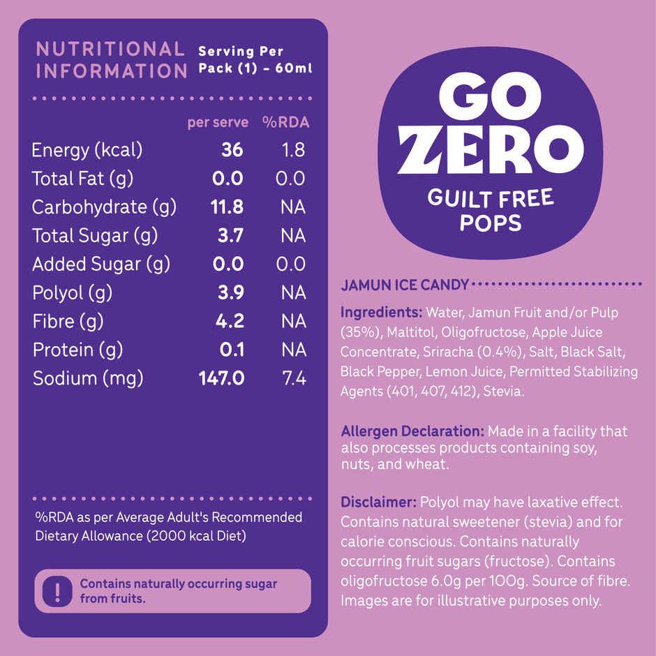 Go Zero Jamun Sriracha Guilt Free Fruit Pops