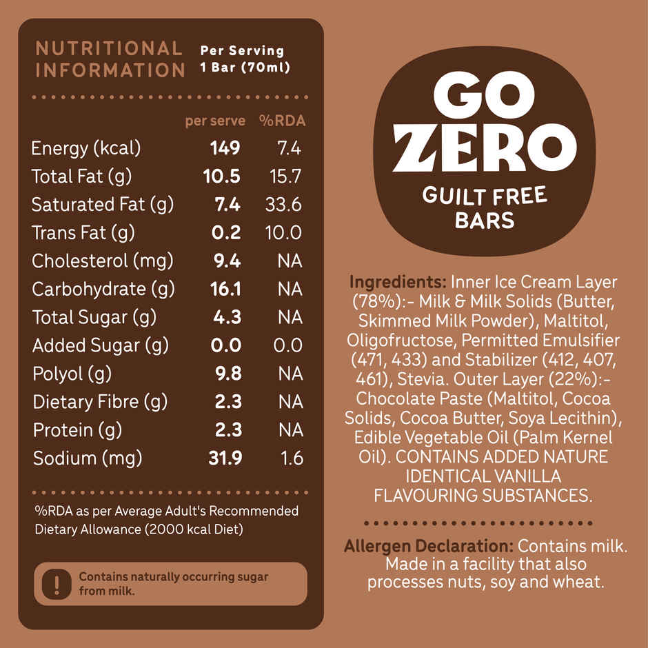 Go Zero Vanilla Chocobar Guilt Free Ice Cream Stick