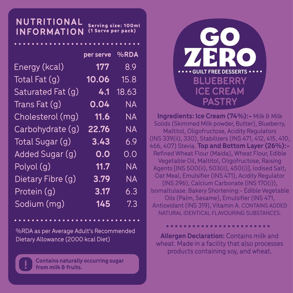 Go Zero Blueberry Guilt Free Ice Cream Pastry