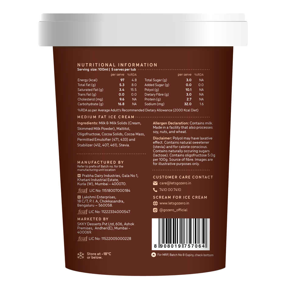 Go Zero Belgian Dark Chocolate Guilt Free Ice Cream Tub