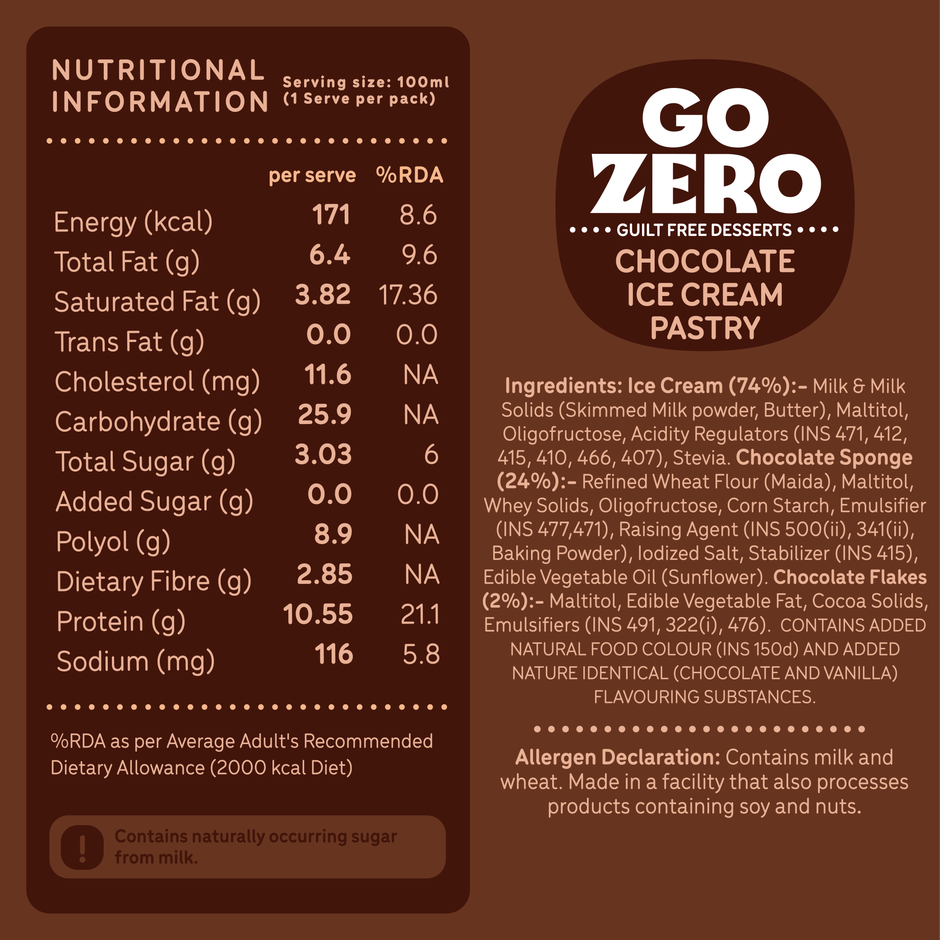 Go Zero Chocolate Guilt Free Ice Cream Pastry