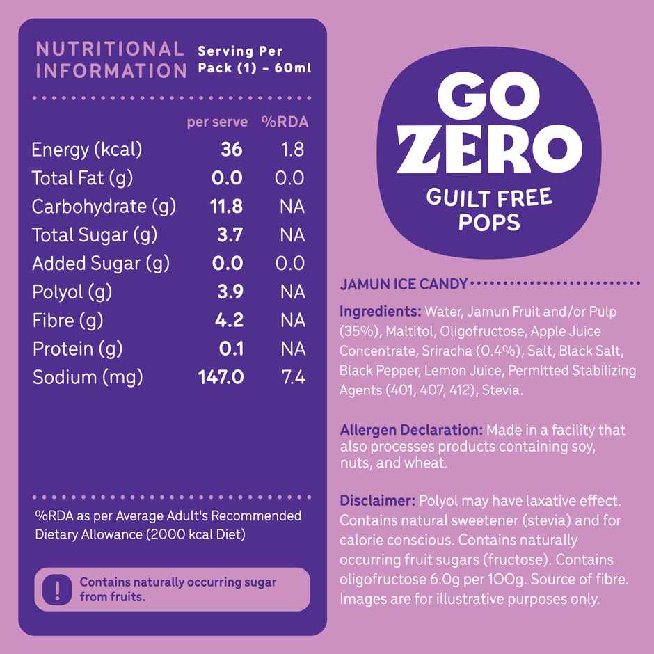 Go Zero Jamun Sriracha Guilt Free Fruit Pops