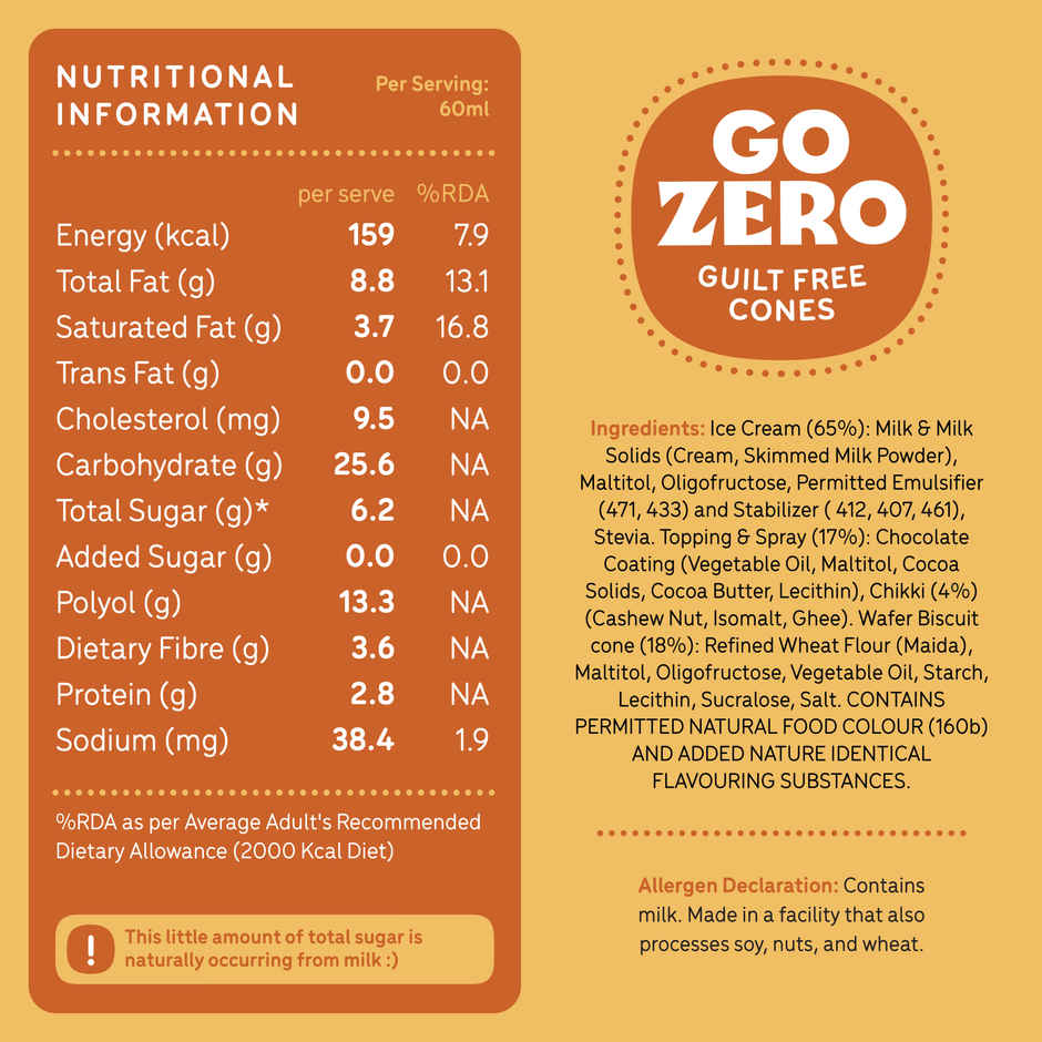 Go Zero Butterscotch Caramel Guilt Free Ice Cream Cone