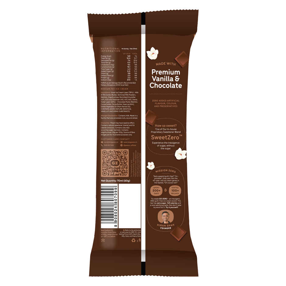 Go Zero Vanilla Chocobar Guilt Free Ice Cream Stick