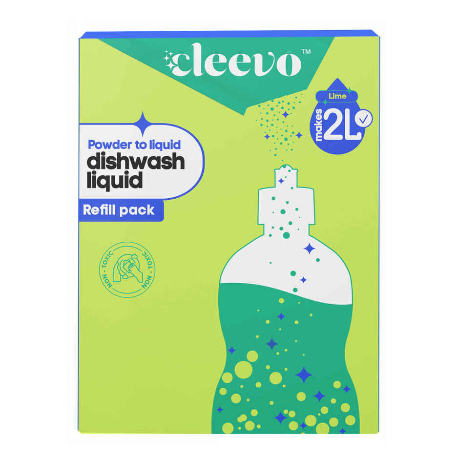Cleevo Powder To Liquid Lime Dishwash Liquid | Non-toxic