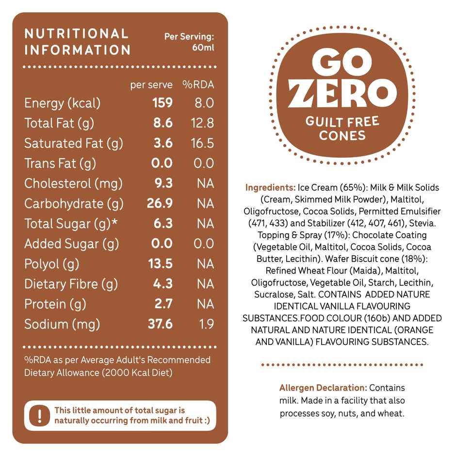 Go Zero Vanilla Choco Fudge Guilt Free Ice Cream Cone