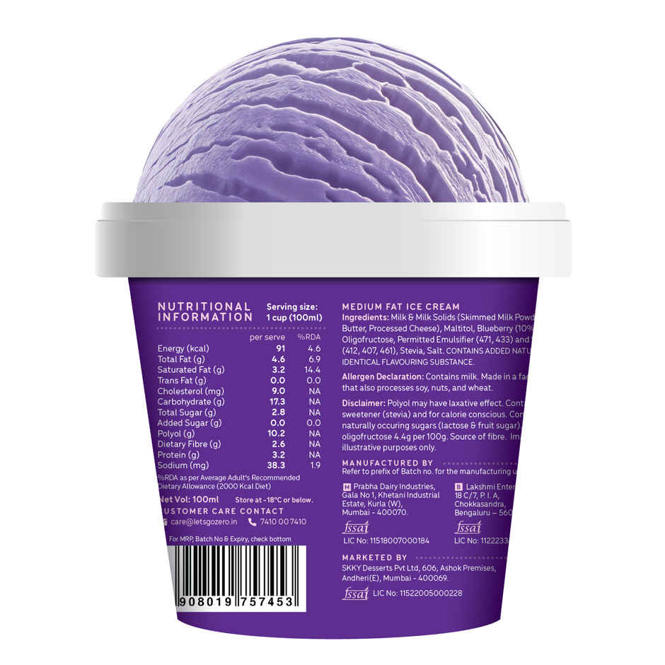 Go Zero Blueberry Cheesecake Guilt Free Ice Cream Cup