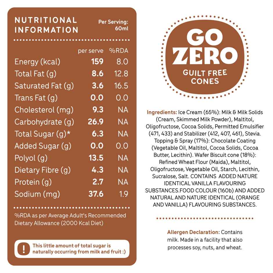 Go Zero Vanilla Choco Fudge Guilt Free Ice Cream Cone