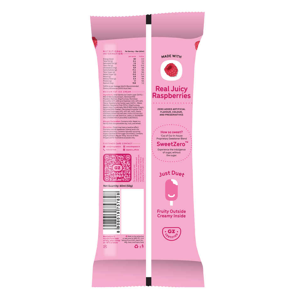 Go Zero Raspberry Duet Guilt Free Ice Cream Stick Combo