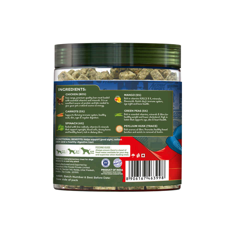 Pawfect Nature Feast Freeze-Dried Chicken Dog Training & Reward Treats with Asian Greens