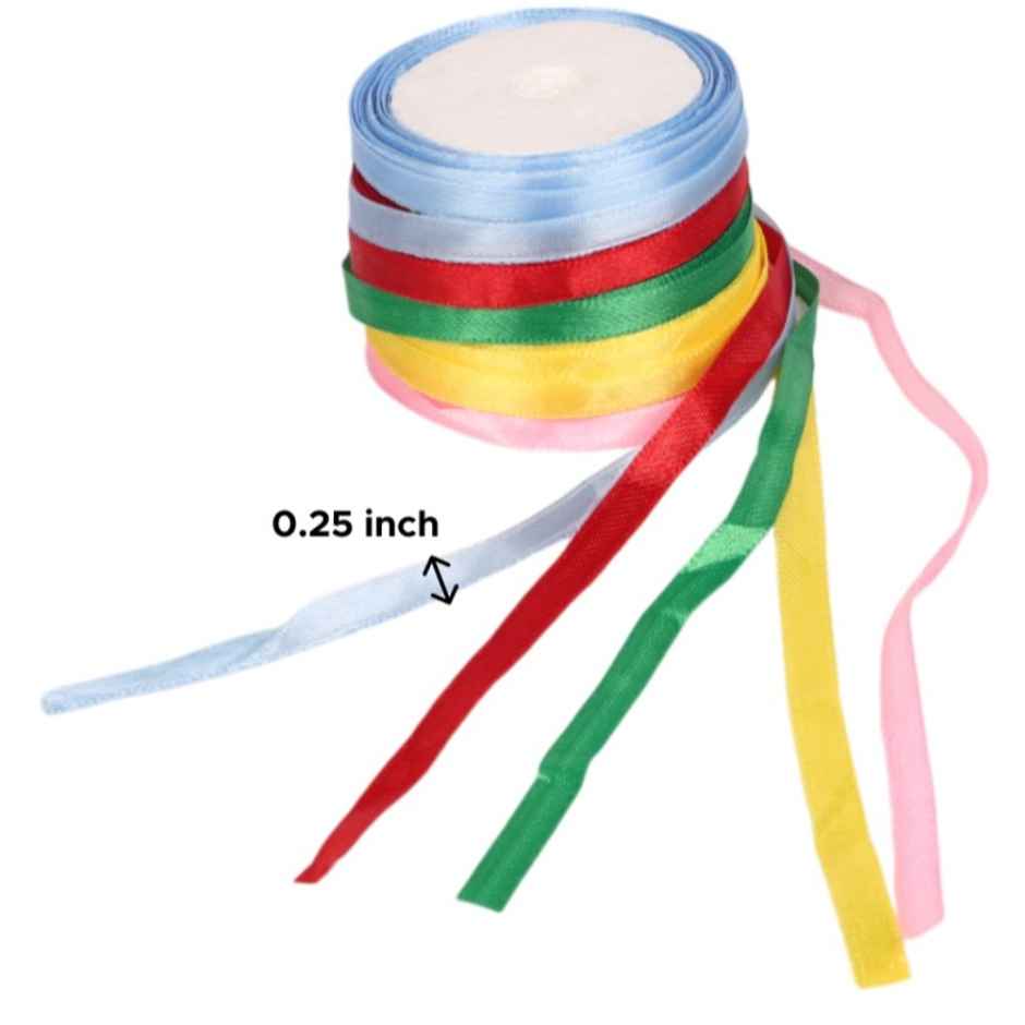 Paperbees Satin Silk Ribbon Roll | 9 mtr Each Roll Length | Color Multicolour