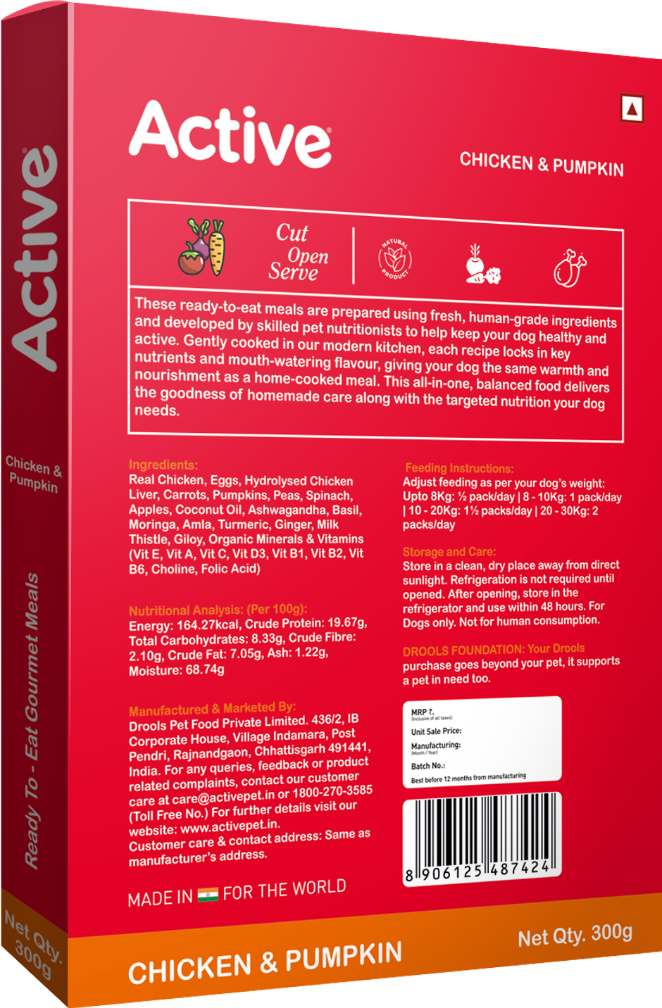 Active Chicken & Pumpkin Dog Fresh Food (Adults & Puppies)