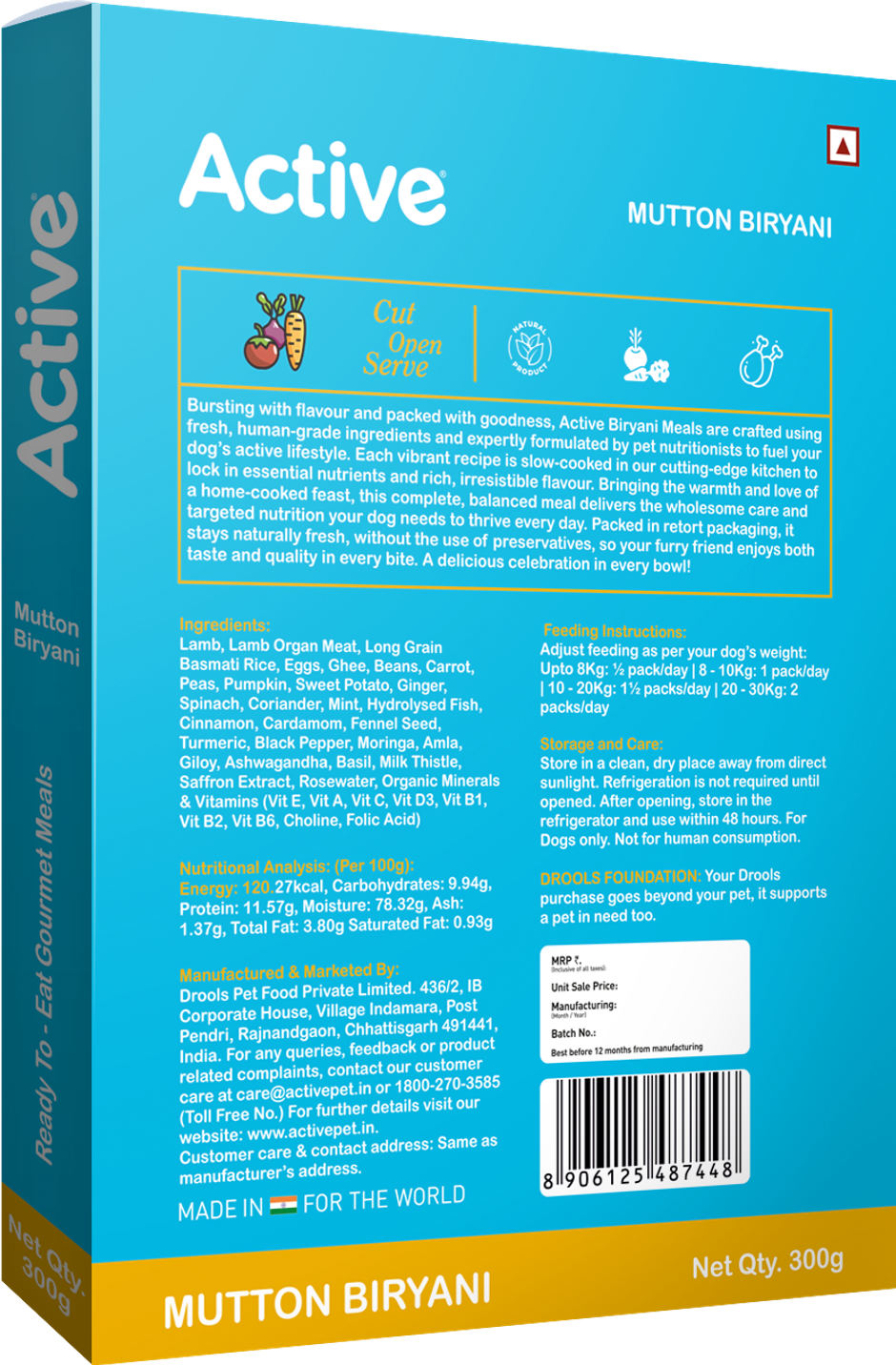 Active Real Mutton Biryani Dog Fresh Food