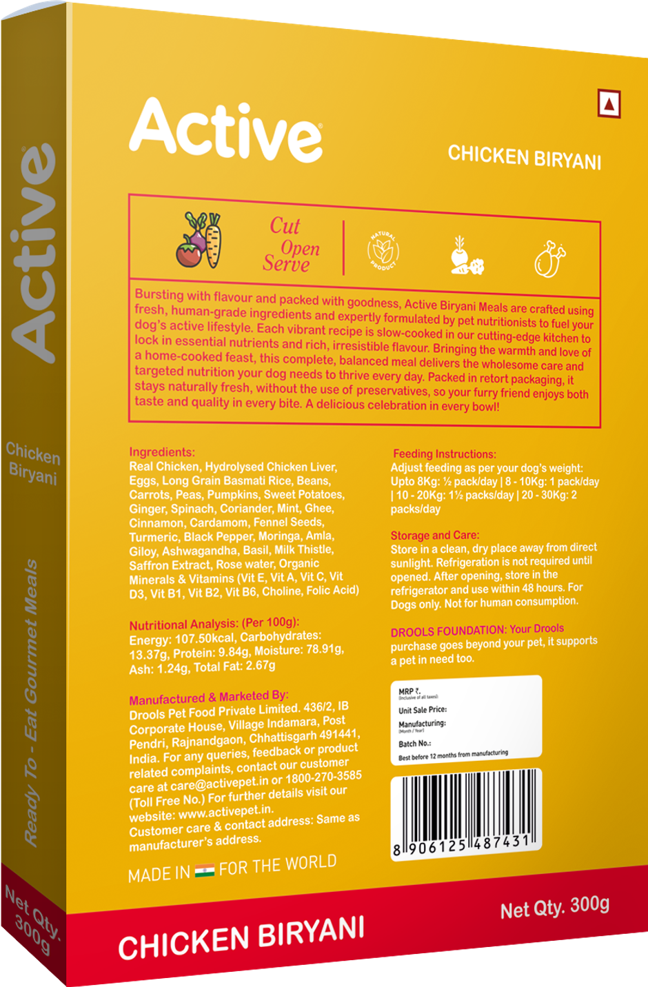 Active Real Chicken Biryani Dog Fresh Food