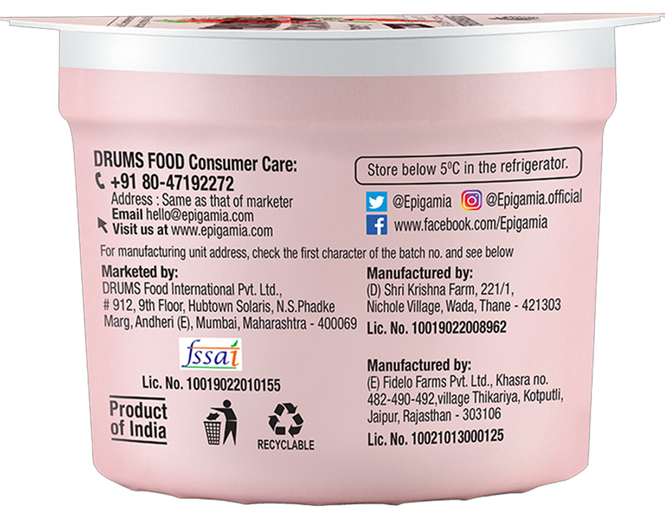 Epigamia Fruit Yogurt- Strawberry Combo
