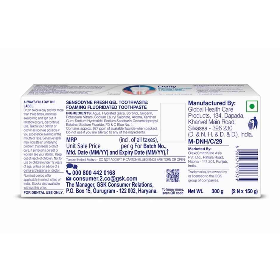 Sensodyne Fresh Gel Toothpaste Value Pack
