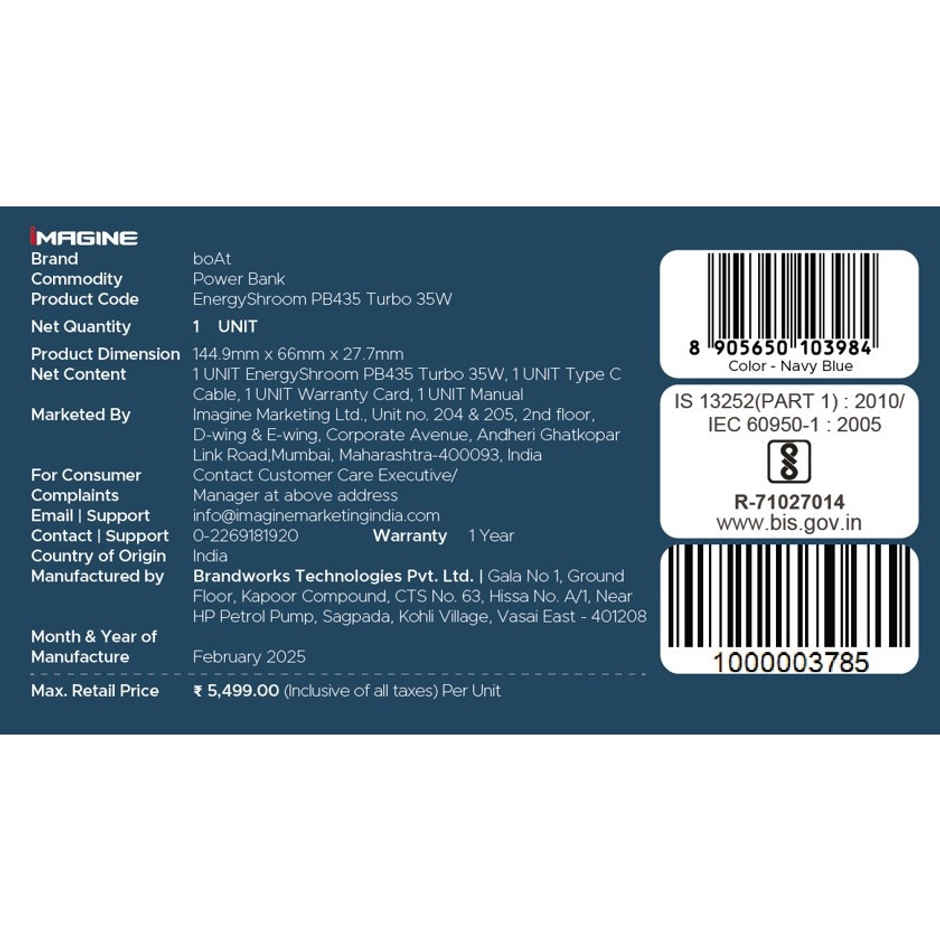 boAt Energyshroom Pb435 Turbo 35w | Navy Blue