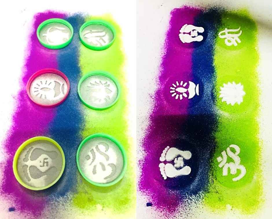 Rangoli Stencil Stamp Box | Assorted Design | Gullak