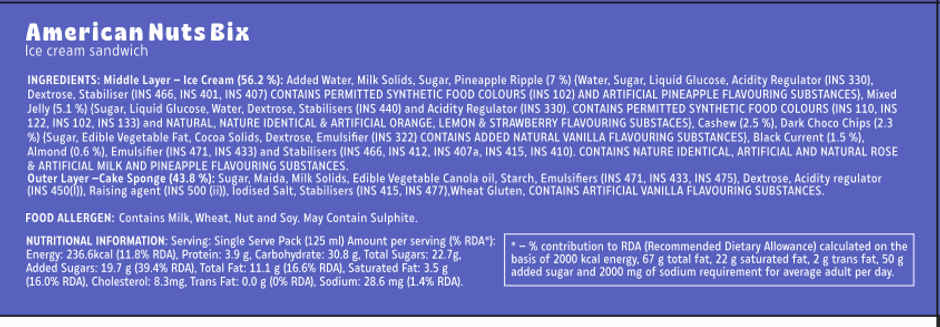 Hocco Ice Creams American Nuts Ice Cream Sandwich