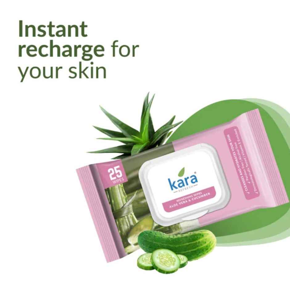 Kara Aloe Vera & Cucumber Wipes |25 Pulls Per Pack