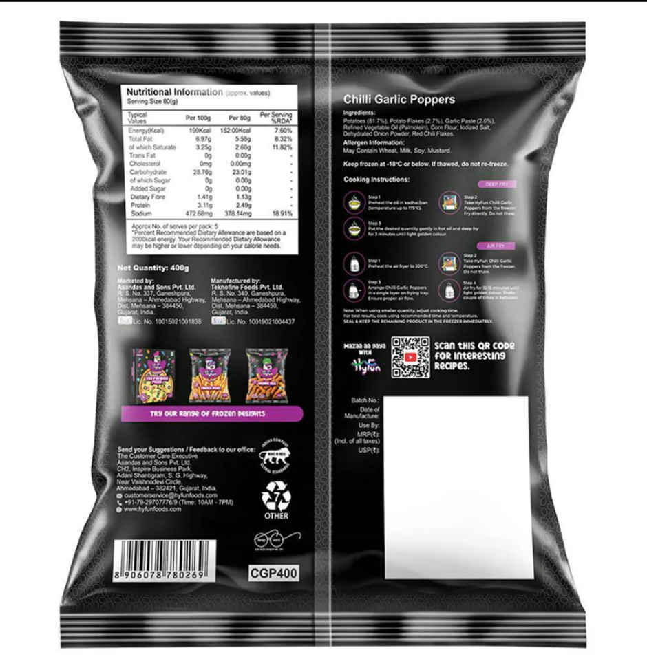 Hyfun Chilli Garlic Potato Poppers