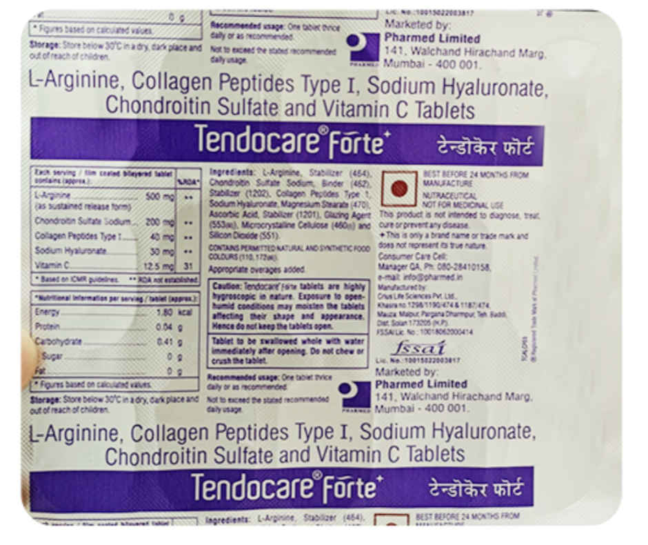 Tendocare Forte Tablet With L-Arginine, Collagen, Sodium Hyaluronate, Chondroitin & Vitamin C