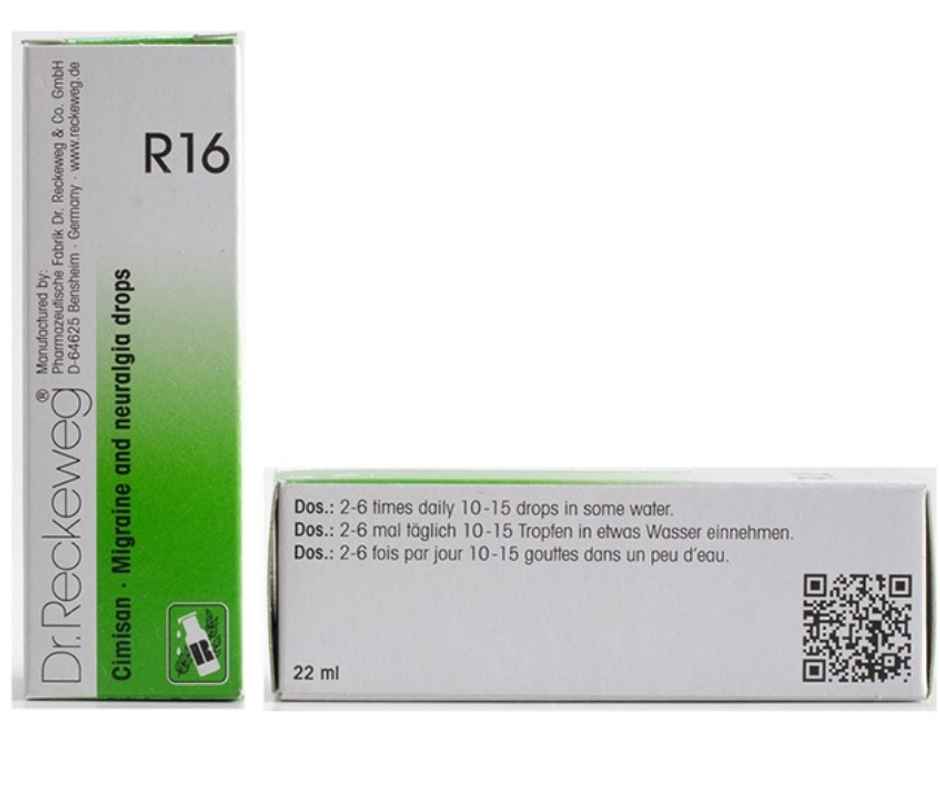 Dr Reckeweg R16 Migraine And Neuralgia Drop For Pain Relief