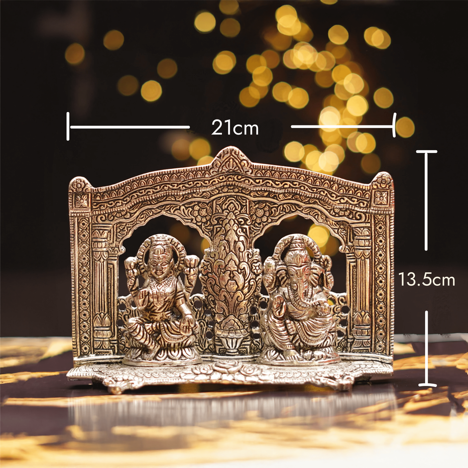 ServDharm Silver Plated Lakshmi Ganesh | 6 Inch Idol