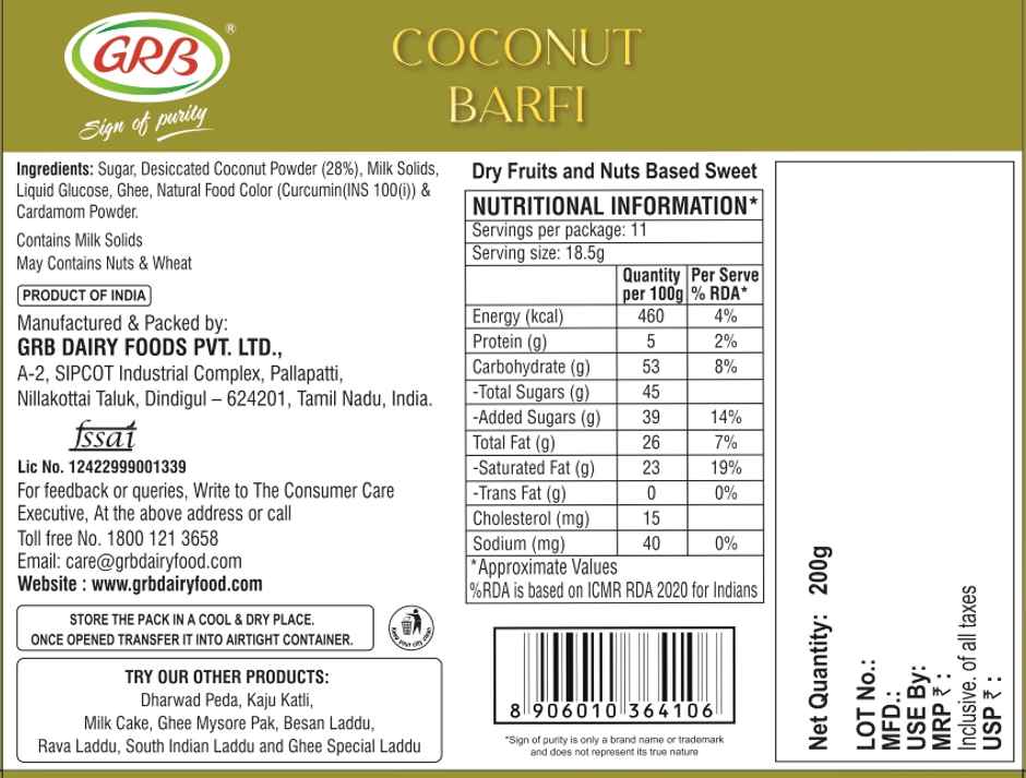 GRB Coconut Burfi