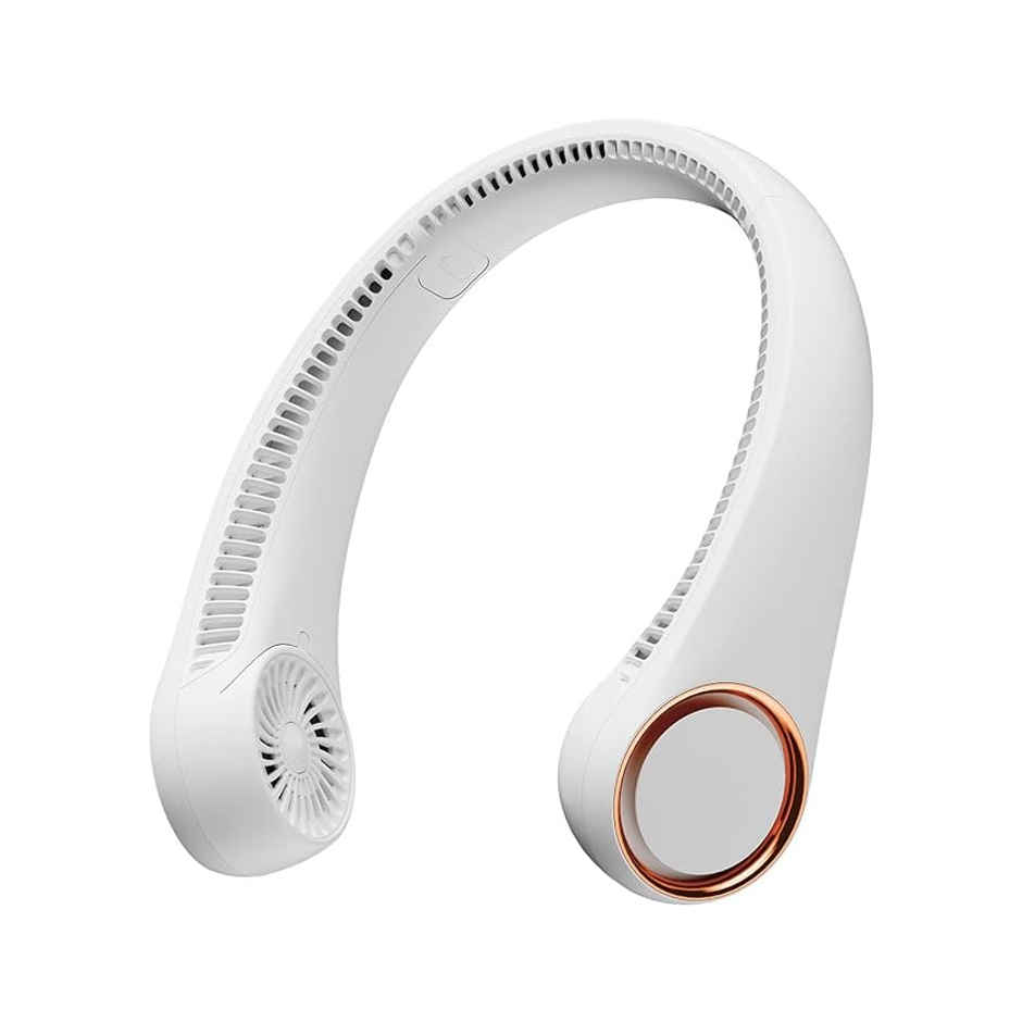 Basics IND Portable Neck Fan Rechargeable USB 4000mAh Battery Operated with 3 Speeds Hand-Free Neck Fan - White