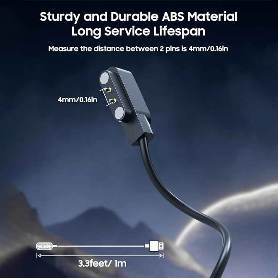 Sounce USB Smartwatch Charging cable for Boat Xtend,Boat Storm Boat Wave Lite,Noise Colorfit Pulse,Noise Pulse Grand,Fireboltt Ninja 3,Colorfit Ultra/Ultra 2,& All 2 Pin Watch(Black)