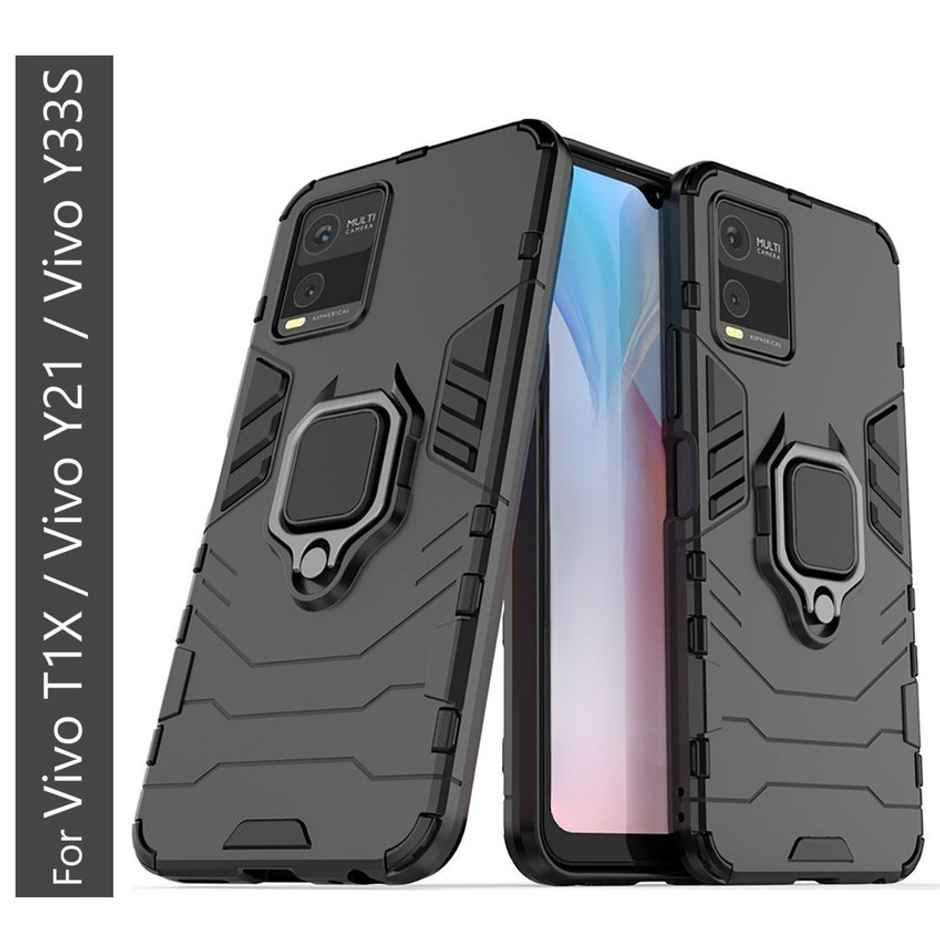Kwine Case Vivo T1X / Vivo Y21 / Vivo Y33S Back Cover - Ring Holder Stand Case