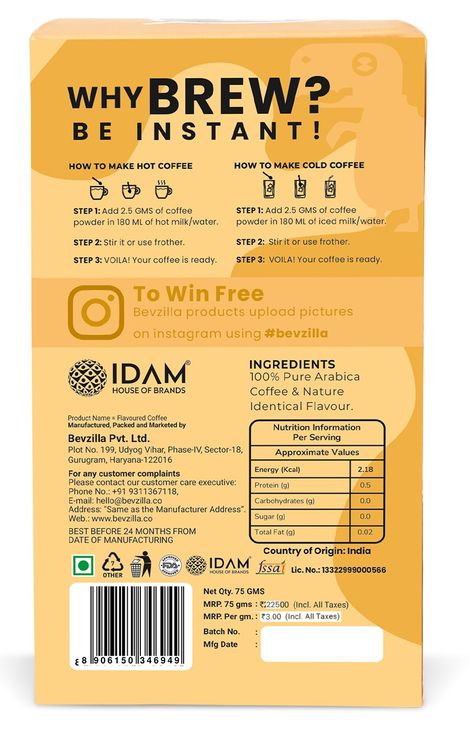 Bevzilla Turkish Hazelnut Coffee Powder