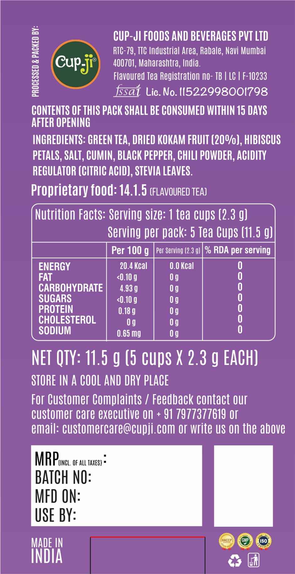 Cup-Ji Chatkara Green Tea