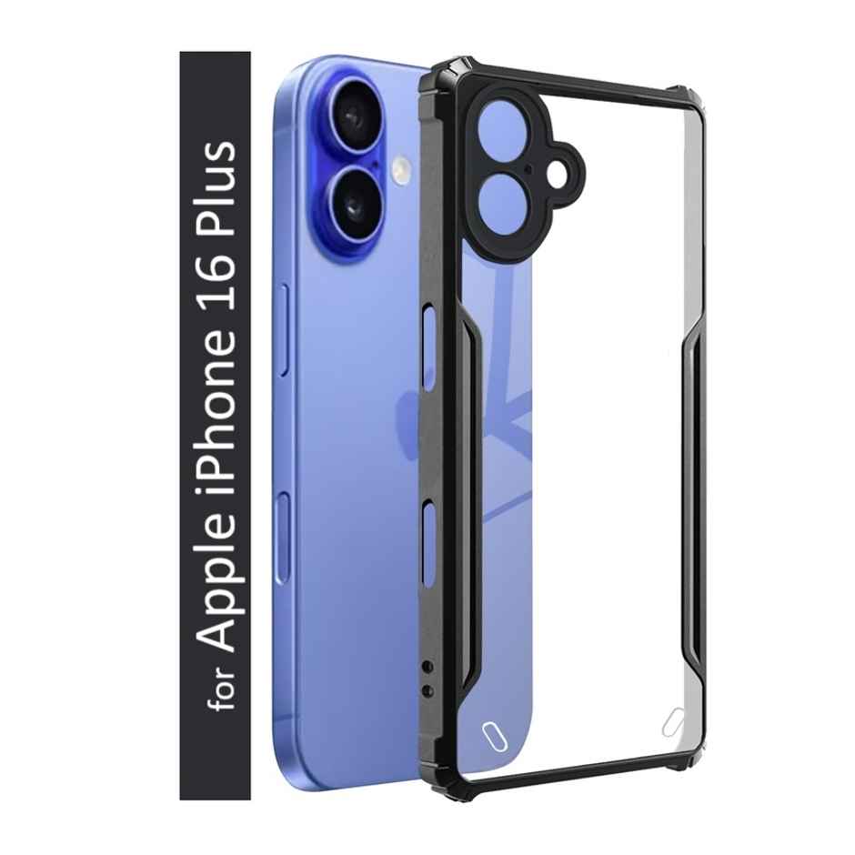 Kwine Case Apple iPhone 16 Plus Back Cover - Black Bordered Transparent Case