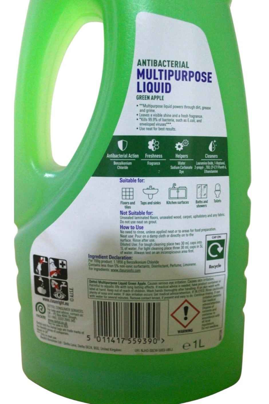 Dettol Floor Cleaner Apple (1l) & Dettol Power And Pure Bathroom (1l) Combo