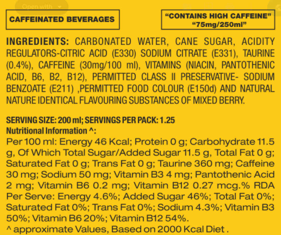 Runner Energy Drink Berry Flavour