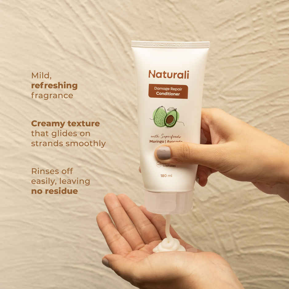 Naturali Damage Repair Conditioner with Avocado & Moringa Oil | No Sulphates, No Parabens