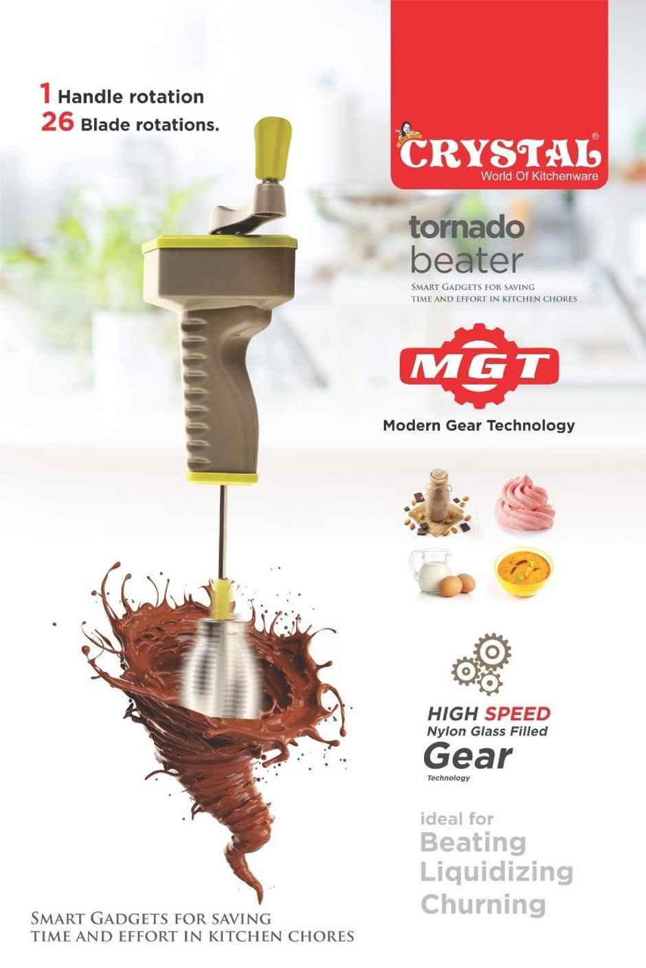 Crystal Tornado Hand Beater/ Blender (Colour May Vary)