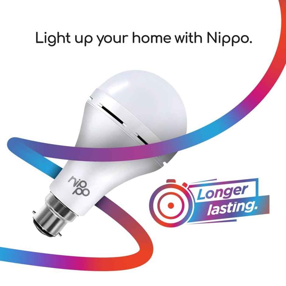 Nippo 9W Rechargeable Emergency Inverter Led Bulb (Cool Day Light) | B22 Base Holder