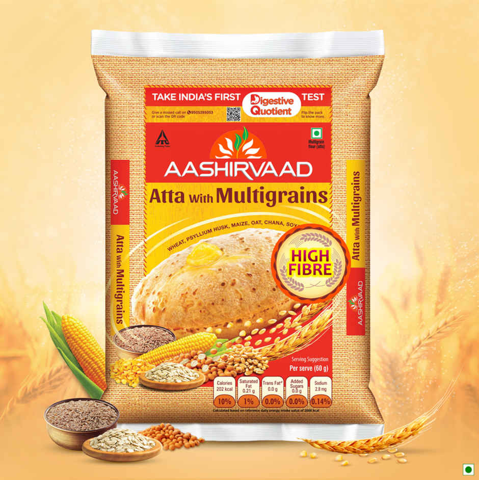 Aashirvaad Atta With Mutigrains(5kg), Freedom Refined Sunflower Oil(1l) & Parrys White Label Sugar(1kg) Combo