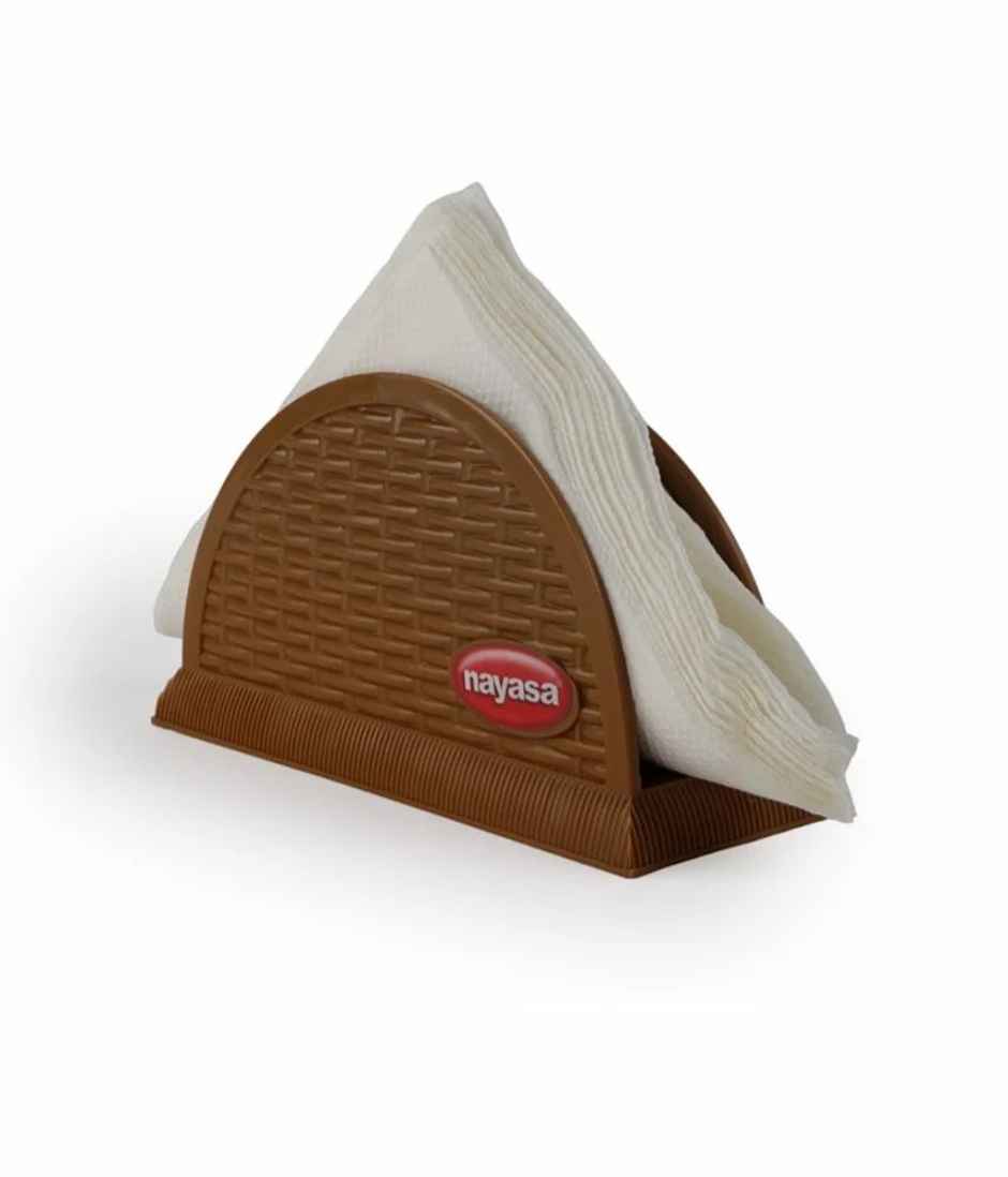 Nayasa Evolve Plastic Tissue Paper Holder Stylish Tabletop Napkin Stand | Brown
