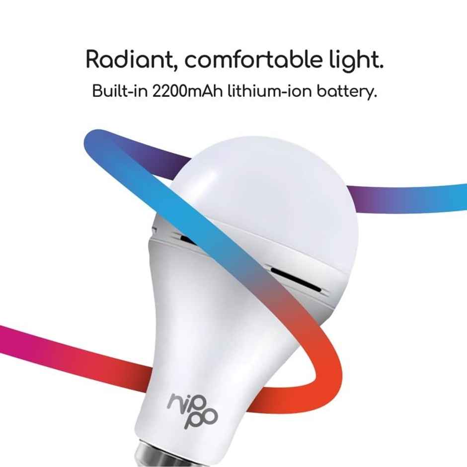 Nippo 9W Rechargeable Emergency Inverter Led Bulb (Cool Day Light) | B22 Base Holder