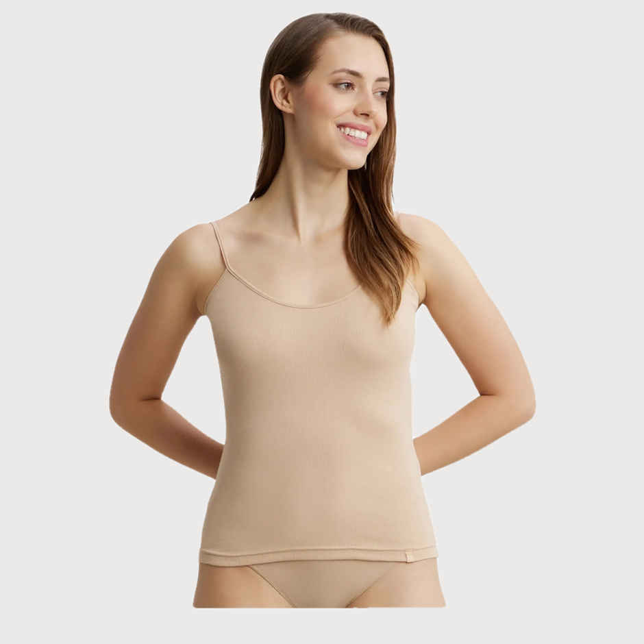 Jockey 1487 Women's Super Combed Cotton Rib Camisole|Adjustable Straps | Skin-XL