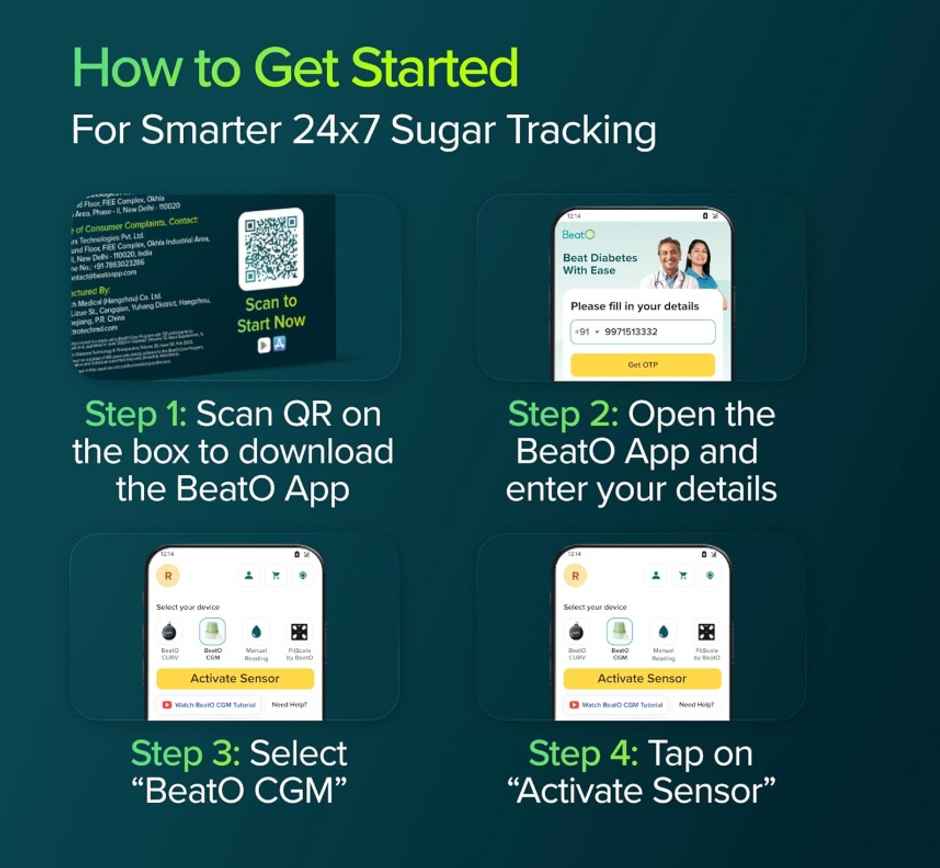  BeatO CGM Glucose Monitor | AI Insights | 15 Days