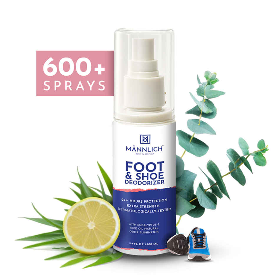 Mannlich Shoe & Foot Deodorizer Spray | Odor & Smell Remover | 600+ Sprays In a Bottle