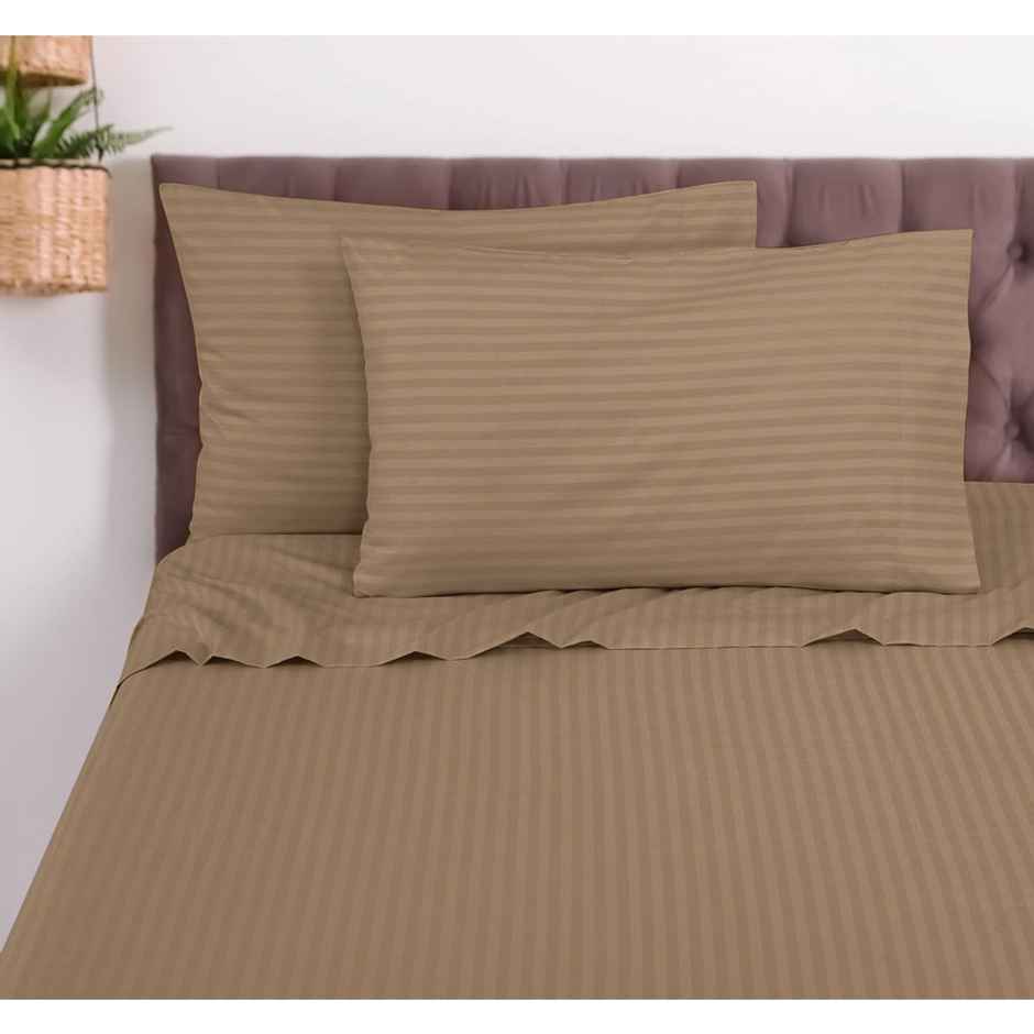 Florida Blaze Bedsheet for King Size Bed with Pillow Covers and Made of Poly-Cotton 300 TC Brown