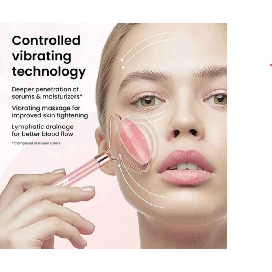 Agaro 3-In-1 Electric Rose Quartz Face Roller Kit